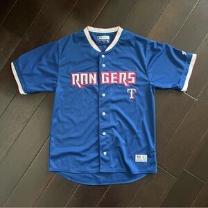 Texas Rangers Jersey True Fan Mens Medium Genuine Merchandise Button Up MLB